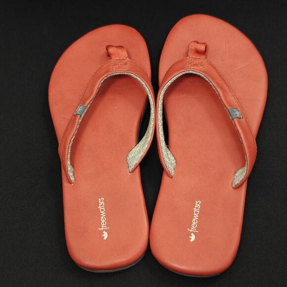 Havaianas & Freewaters Flip Flops Women’s Size 7/8W / EU 37/38 Green Coral Red - Picture 8 of 11